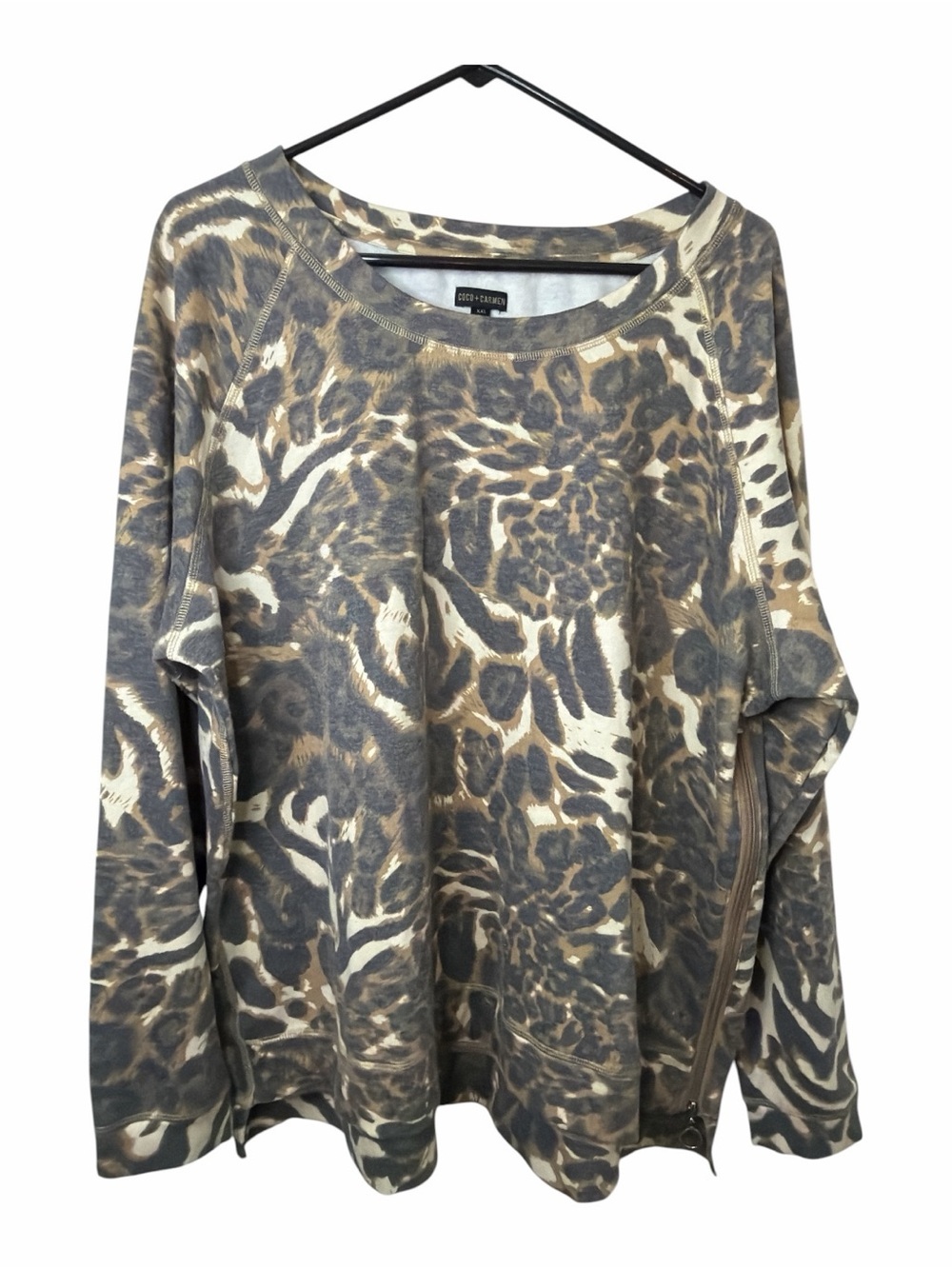 Coco + Carmen Taupe Animal Print Pullover Sweatshirt